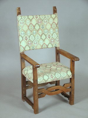 Appraisal: A provincial Spanish walnut open armchair th century and later