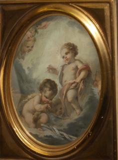 Appraisal: th c Italian school oil on board featuring infant John