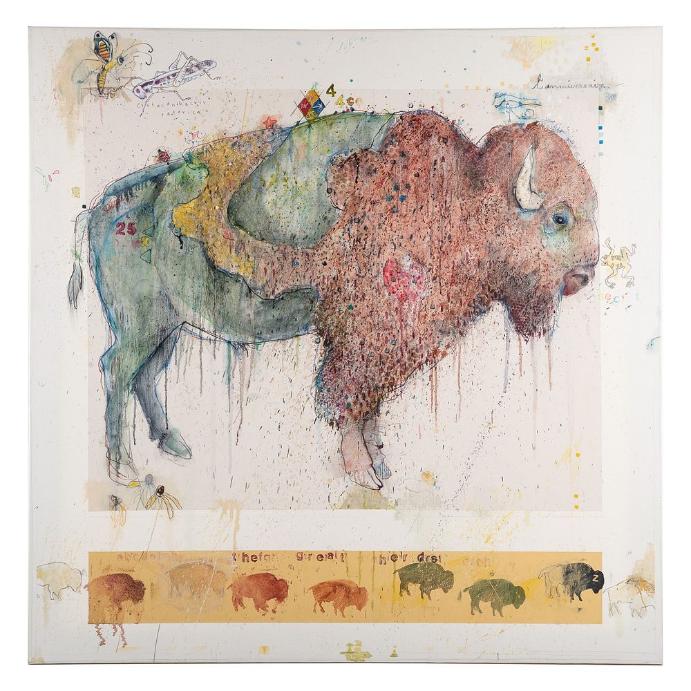 Appraisal: Deborah Donelson Buffalo I mixed media American th century Mixed