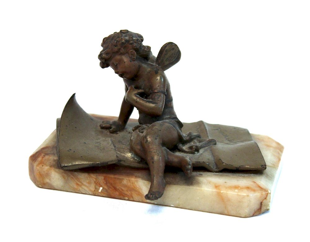 Appraisal: After Ernest J Ferrand Putti Patinated Metal After Ernest Justin