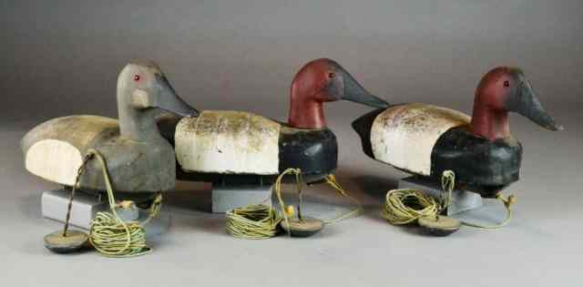 Appraisal: THREE WOODEN DUCK DECOYS 'PAUL FRALEY'Attributed to 'Paul Faley' three