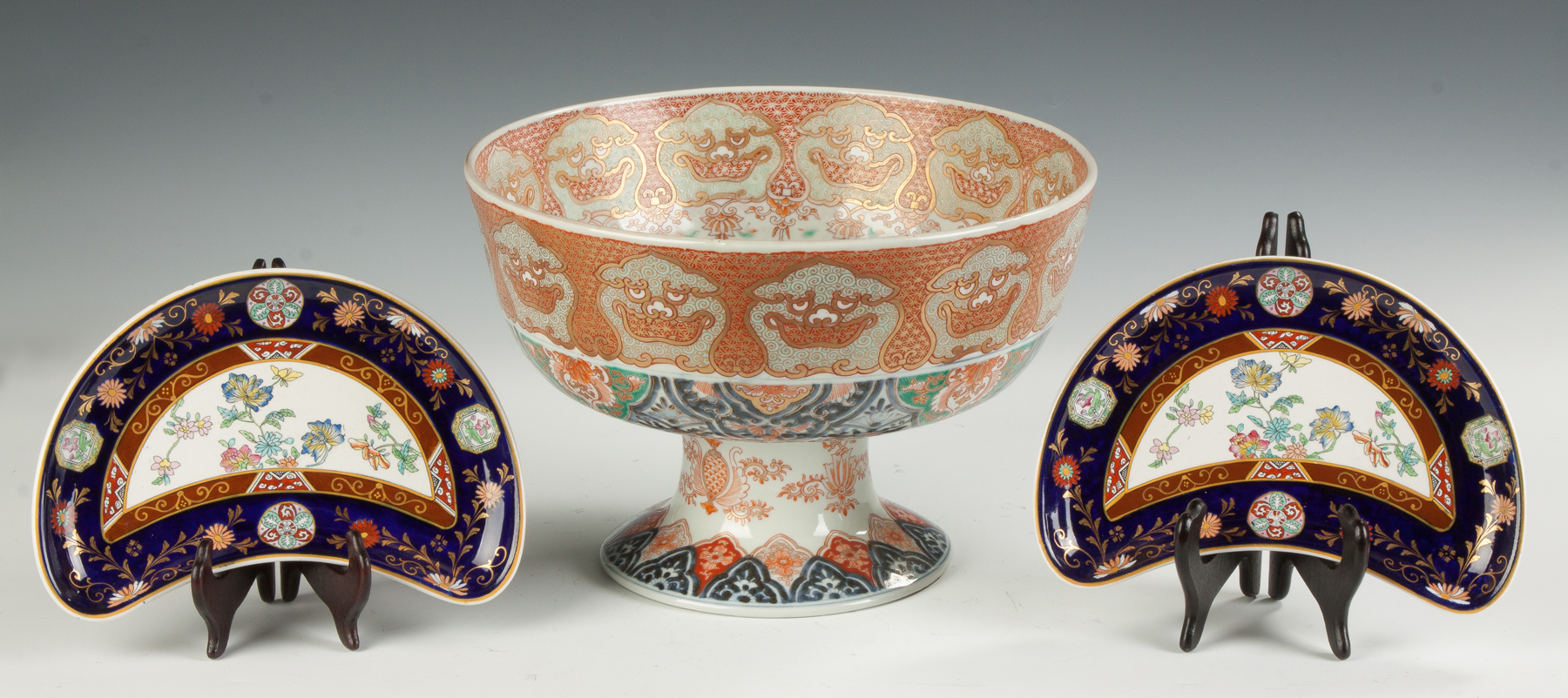 Appraisal: Imari Footed Punch Bowl th century Together with two Ironstone