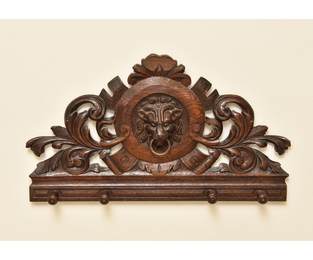 Appraisal: English Carved Oak Coat Rack English carved oak coat rack