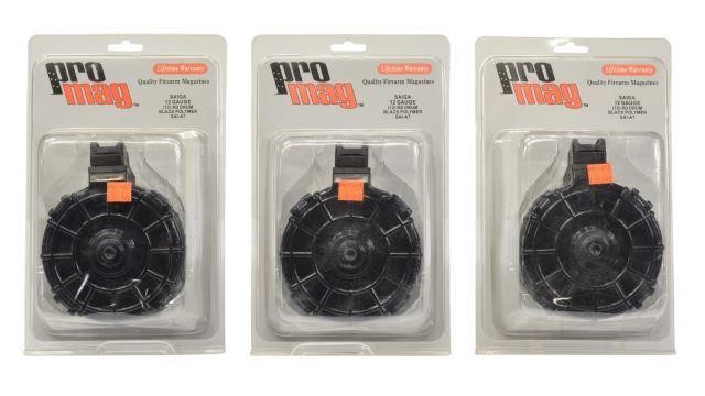 Appraisal: lot of Pro Mag Saiga gauge round black drum magazine