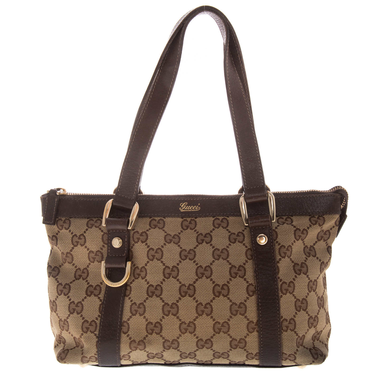 Appraisal: A GUCCI MINI ABBEY SHOPPER A brown and tan monogram