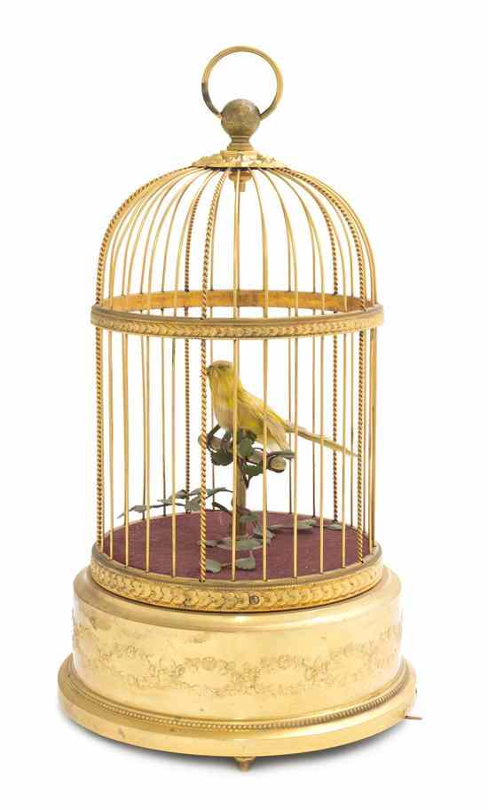 Appraisal: A French Gilt Metal Automaton Singing Bird Cage of typical