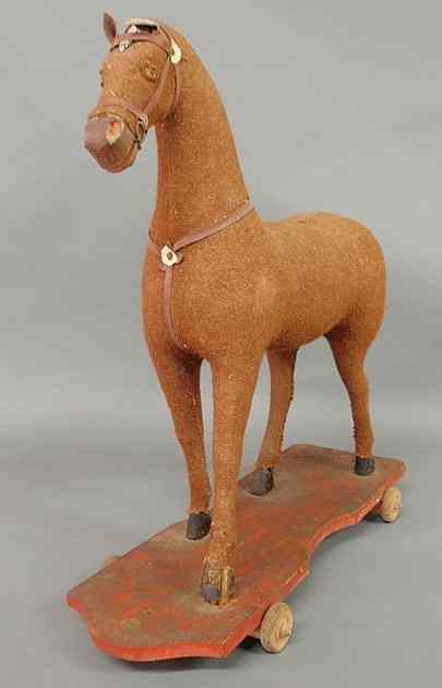 Appraisal: German stuffed horse pull-toy late th c h x l