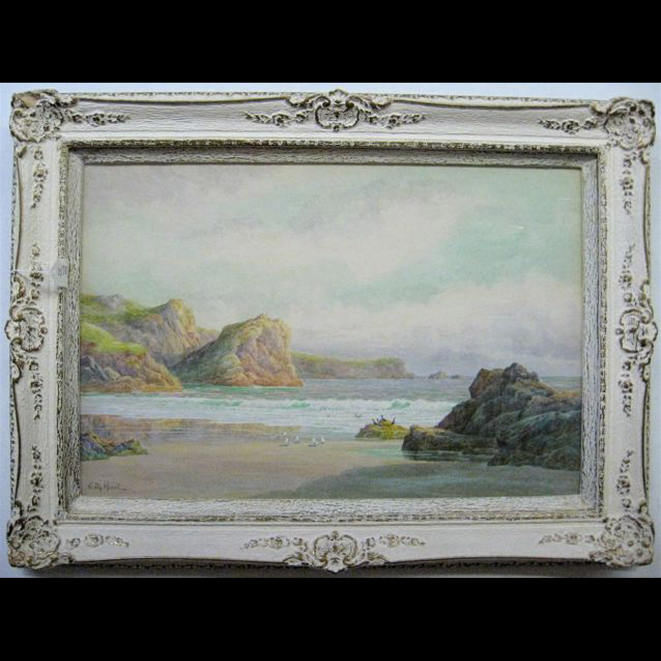 Appraisal: COASTAL VIEW WITH GULLS C M HART TH TH CENTURY