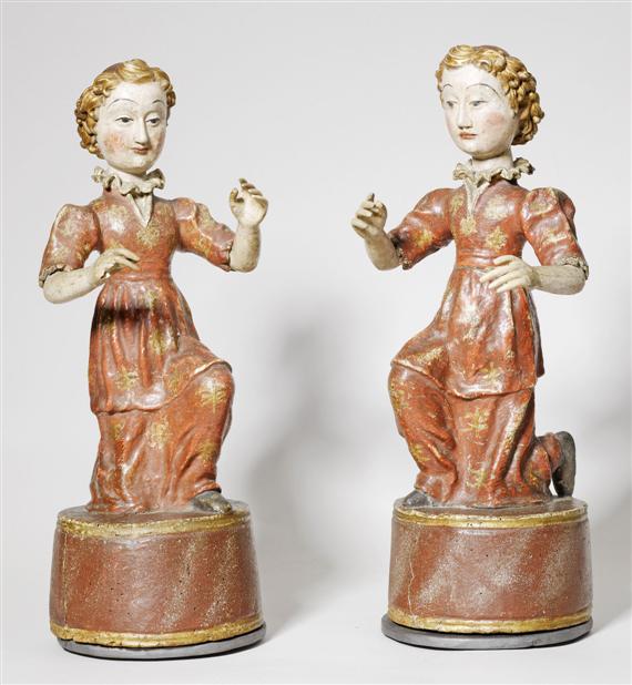 Appraisal: PAIR OF FEMALE SECONDARY FIGURES Renaissance Central or Southern Italy