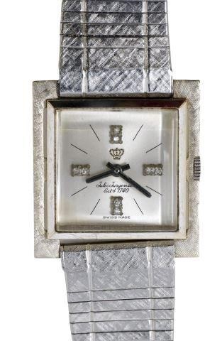 Appraisal: Vintage Jules Jurgensen wristwatch kt white gold rectangular case with