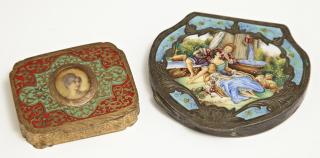 Appraisal: Two Italian Enamel Compacts early th c one of gilt