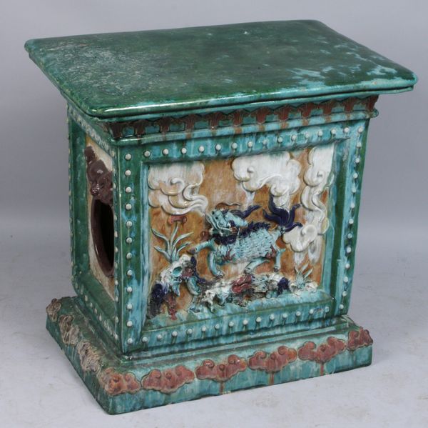 Appraisal: th- th Century Chinese terracotta stand having a signed stamp