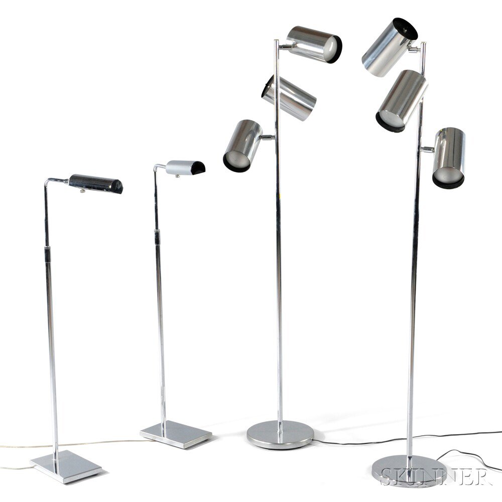 Appraisal: Four Koch Lowry Floor Lamps Chromed steel United States s