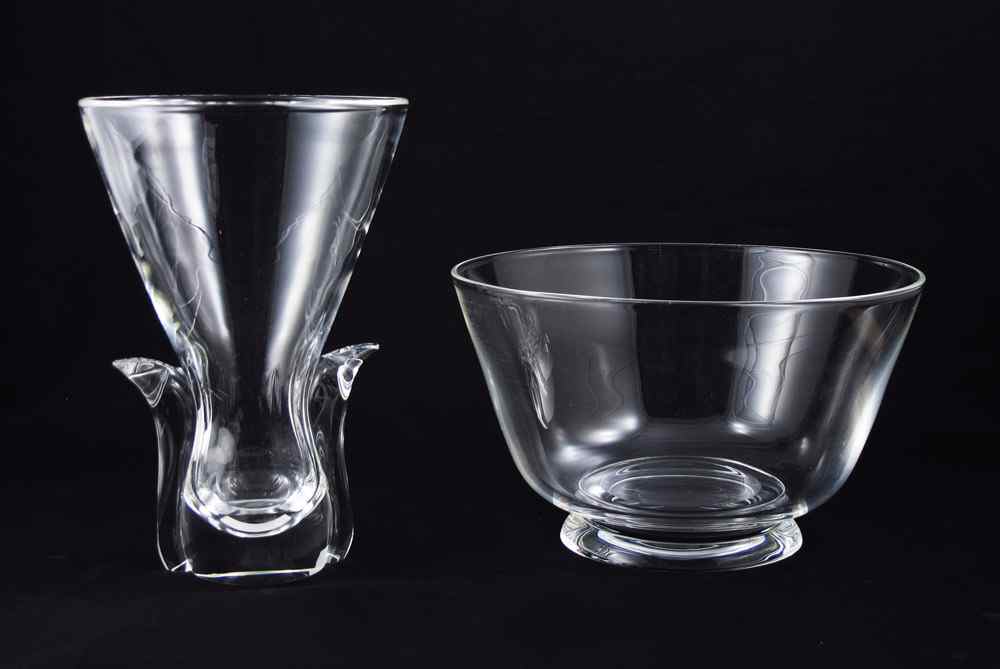 Appraisal: STEUBEN CRYSTAL BOWL AND VASE pieces of fine American crystal