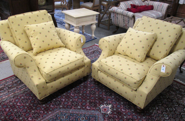 Appraisal: PAIR OF YELLOW EASY CHAIRS Martha Stewart Collection for Henredon