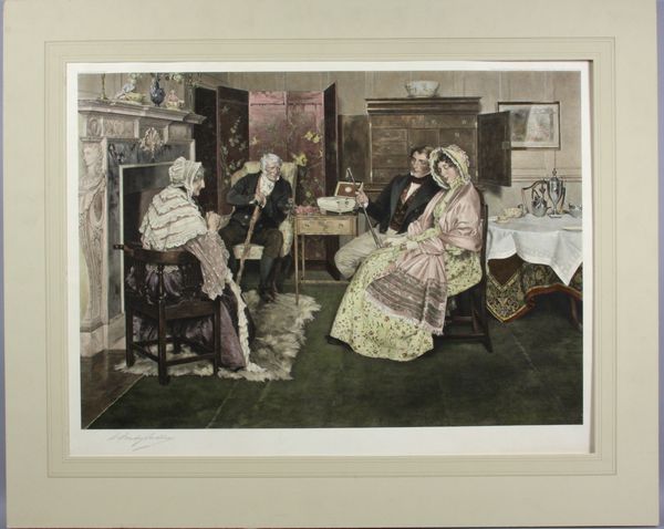 Appraisal: th Century print of a Victorian parlour scene by W