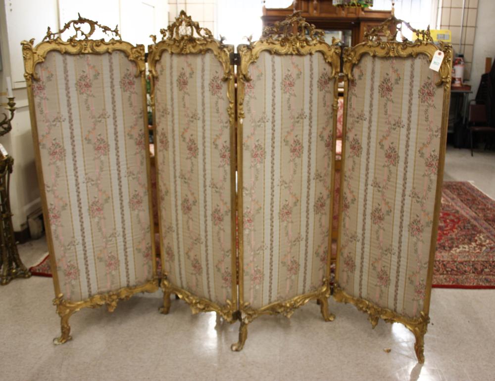 Appraisal: LOUIS XV STYLE GILTWOOD AND GESSO DRESSING SCREEN Continental c