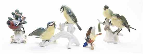 Appraisal: Four German Porcelain Figures of Birds including examples by Hutschenreuther