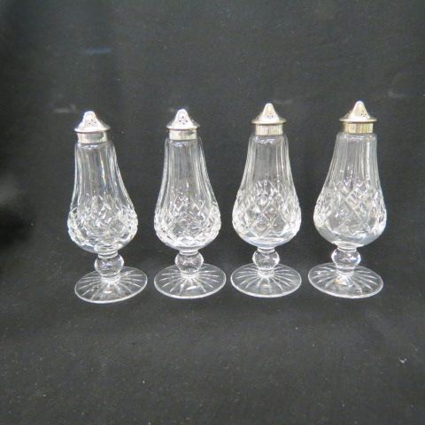 Appraisal: Waterford Cut Crystal Salt Peppers tall silverplate tops signed excellent