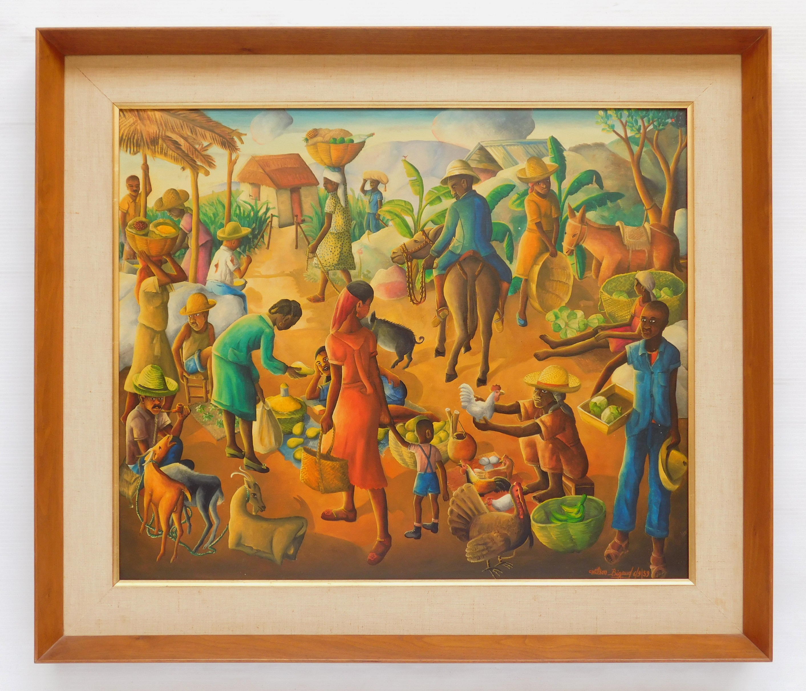 Appraisal: Wilson Bigaud Haitian - Outdoor Market- oil on masonite signed