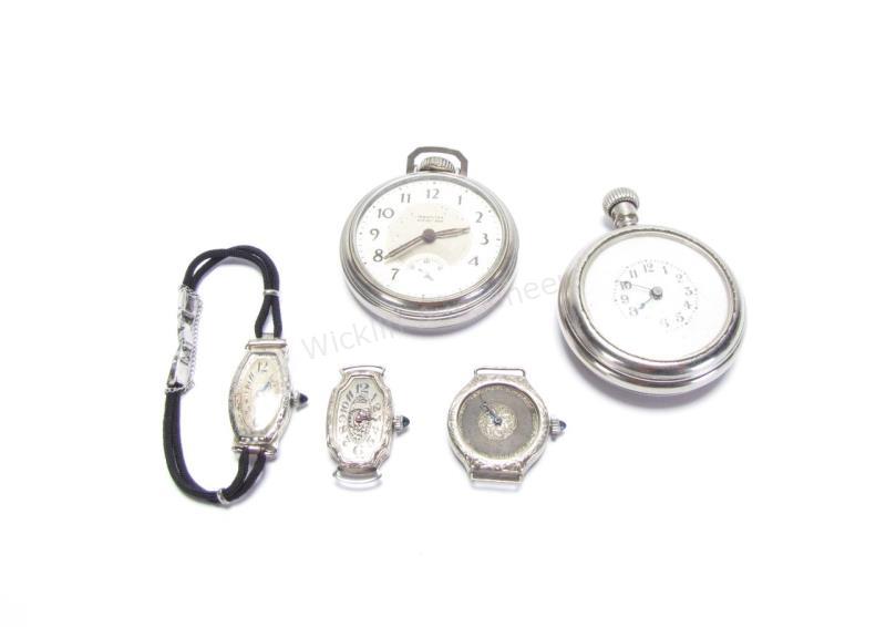 Appraisal: Five watches including New Haven Watch Co pocket watch not