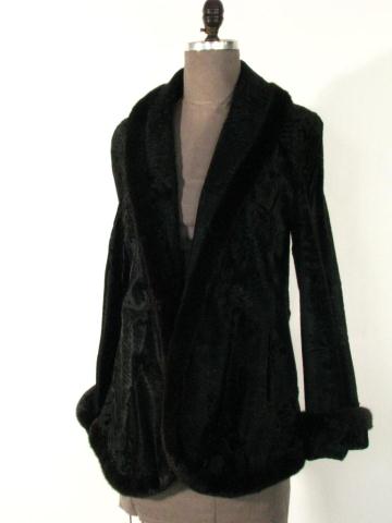 Appraisal: Black Bradtail Lamb Jacket w Ranch Mink Trim by ''Nina