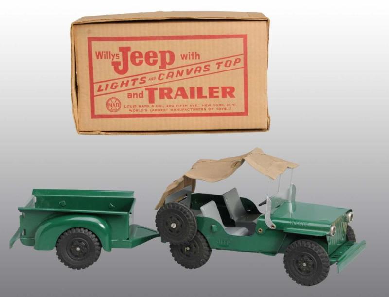 Appraisal: Pressed Steel Marx Willys Jeep Toy Description Truck appears to