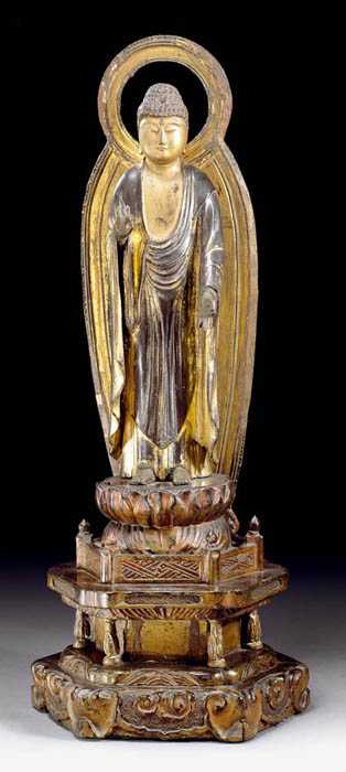 Appraisal: STANDING BUDDHA Japan Edo Period H cm with plinth Wood