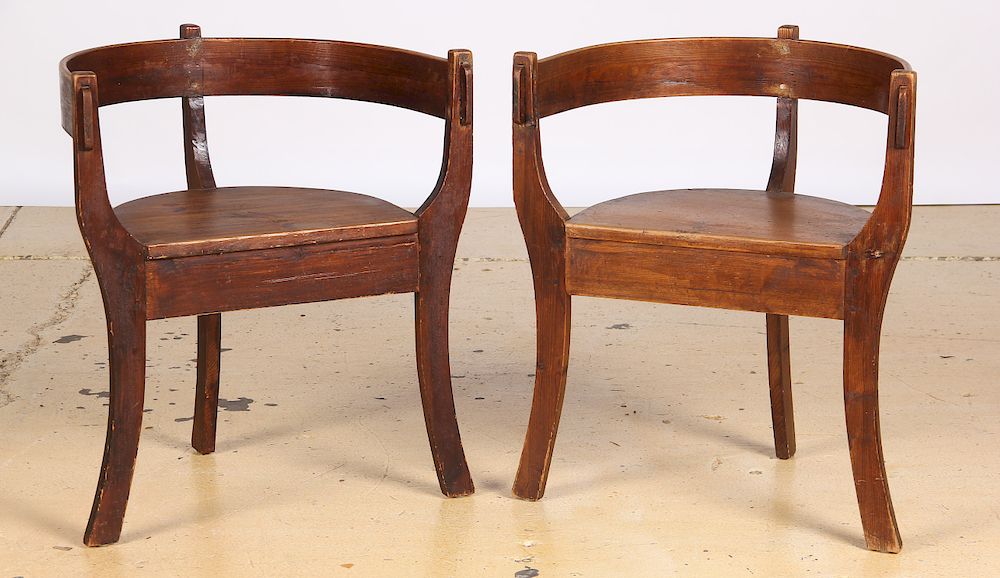 Appraisal: Pair of Scandinavian Rustic Pine Chairs Early th C Pair