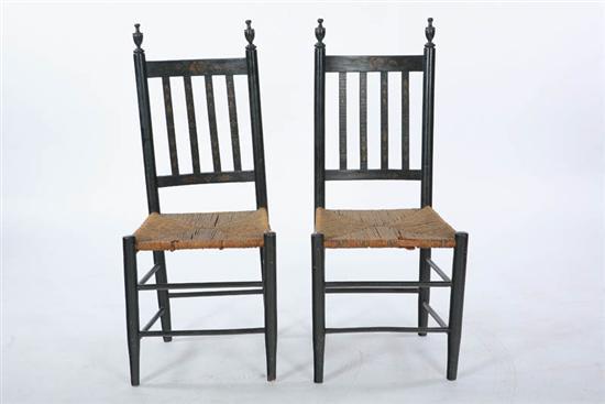 Appraisal: TWO SIDECHAIRS In the Hitchcock style Bannister back with finials