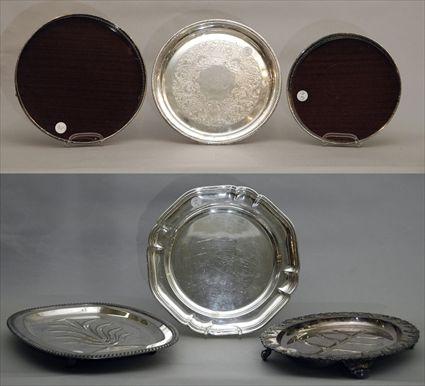 Appraisal: Group of Six Silver-Plate Trays Provenance from the Estate of