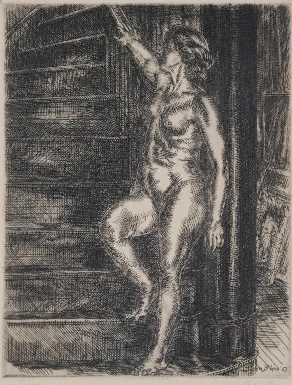 Appraisal: JOHN SLOAN American - Nude Standing on Stairway Etching on