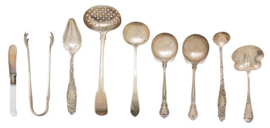 Appraisal: Sale Lot Nine Miscellaneous American Silver Diminutive Serving Pieces Various