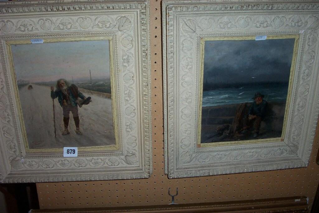 Appraisal: A pair of late th century oil paintings on board