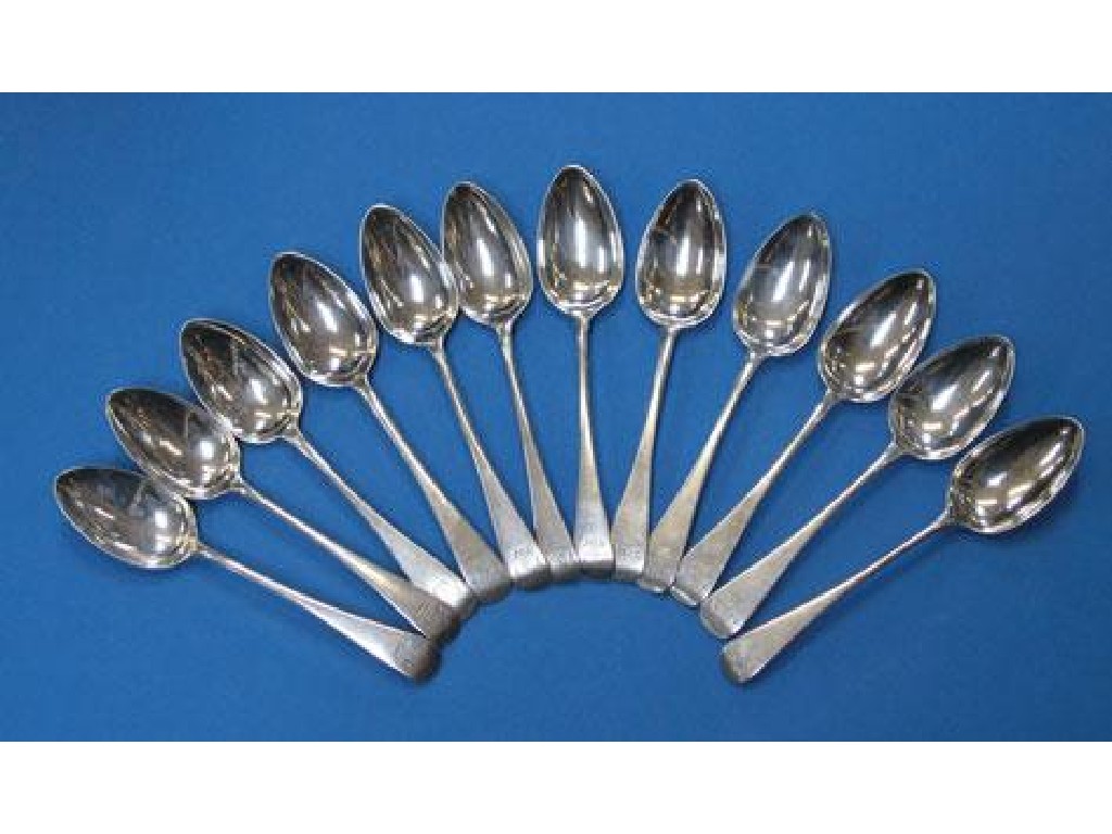 Appraisal: A SET OF SIX GEORGE III DESSERT SPOONS of Old