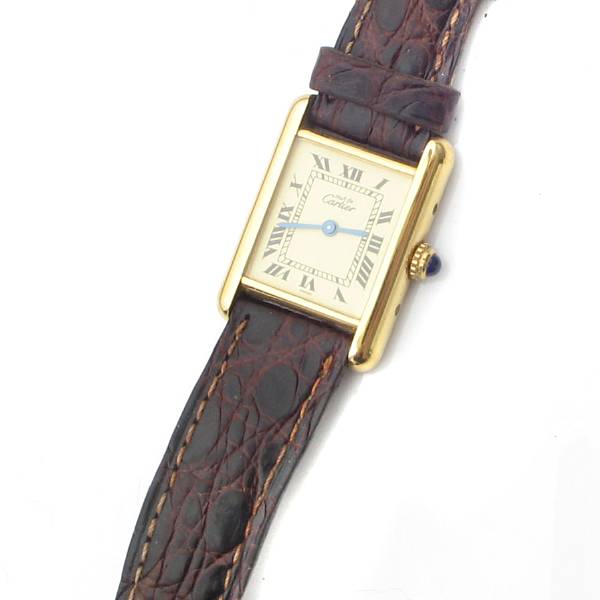 Appraisal: A Cartier Tank vermiel wristwatch with original leather strap