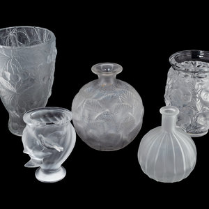 Appraisal: Three Lalique Vases th Century comprising examples in the Ormeaux