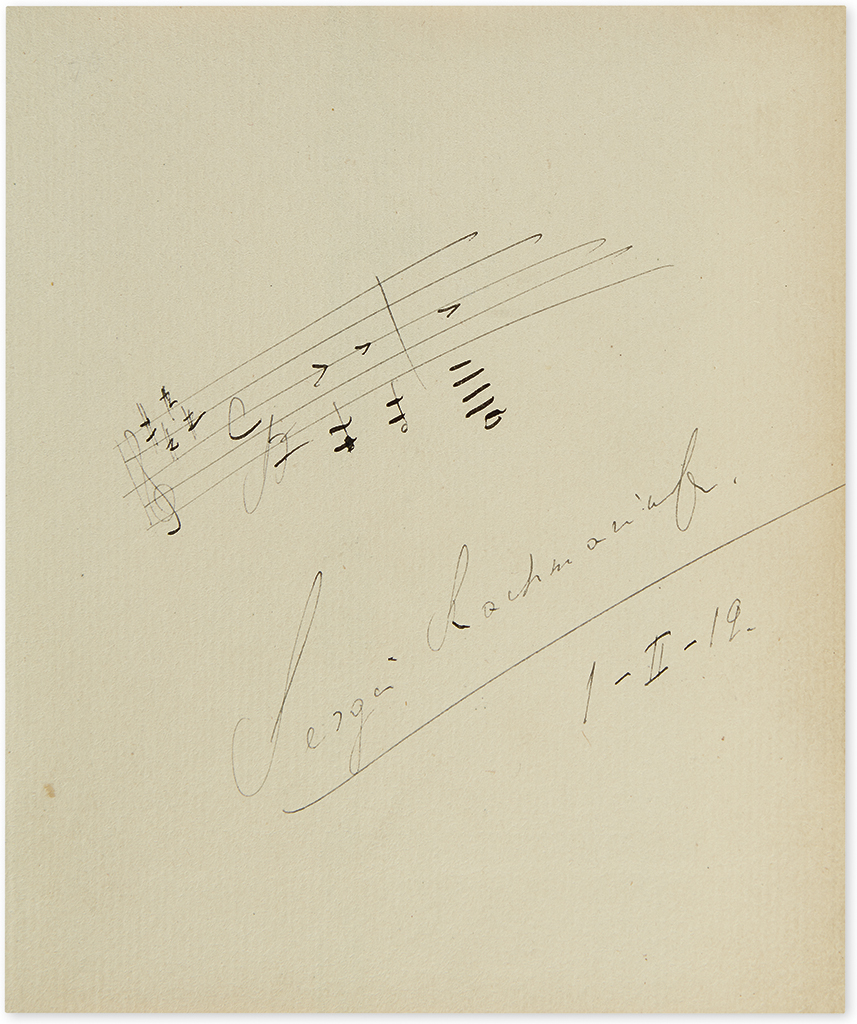 Appraisal: RACHMANINOFF SERGEI Autograph Musical Quotation dated and Signed two bars