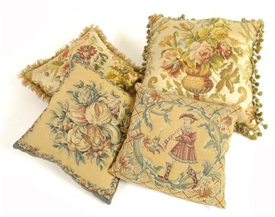 Appraisal: Four cushions two floral and two tapestry design