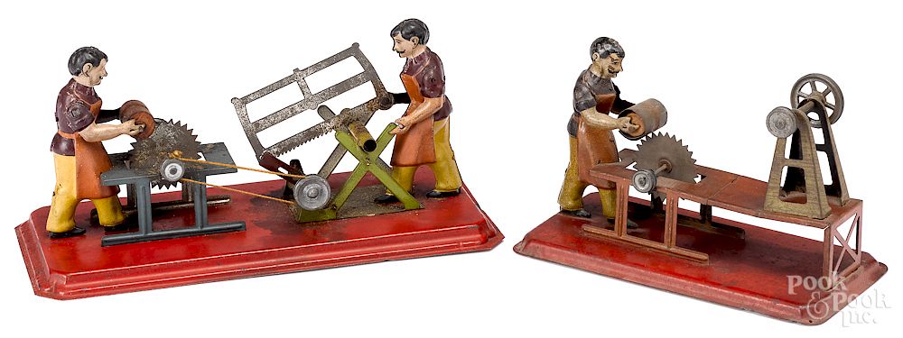 Appraisal: Two Falk workmen steam toy accessories Two Falk tin lithograph