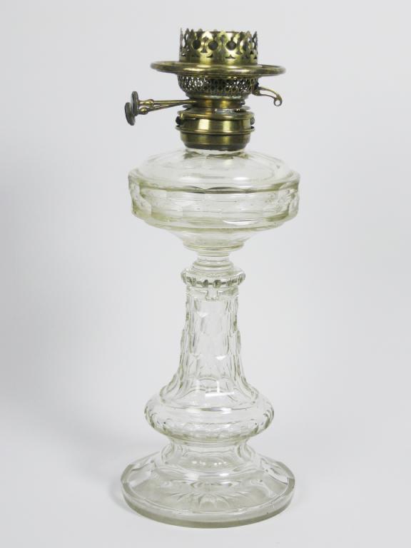 Appraisal: A th Century Paraffin Lamp with cut glass reservoir and