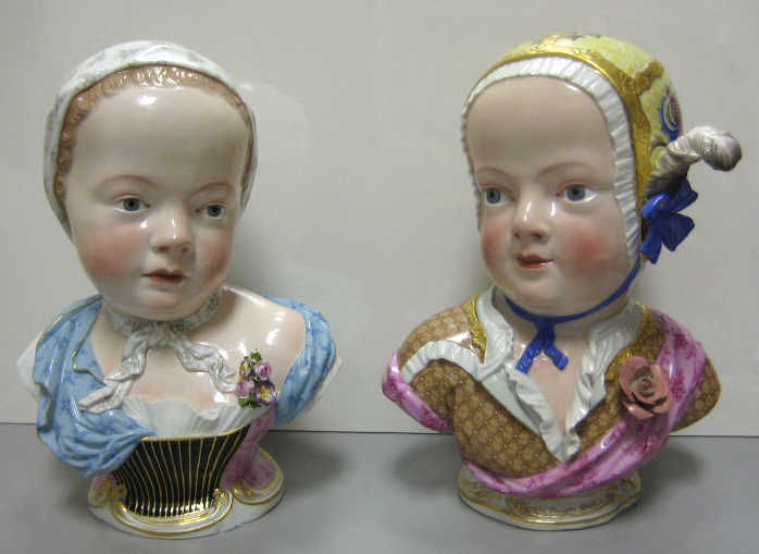 Appraisal: PAIR OF MEISSEN CHILDREN BUSTS A Boy and a Girl