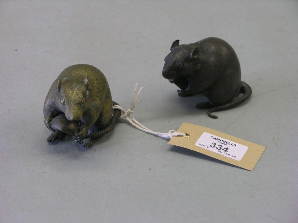 Appraisal: A pair of Japanese cast bronze mice Meiji period -