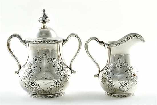 Appraisal: Charleston coin silver cream and sugar set J E Spear