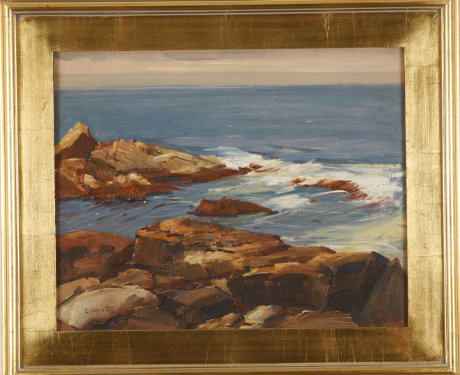 Appraisal: Rockport seascape oil on canvas board x SLL Cimiotti Artist