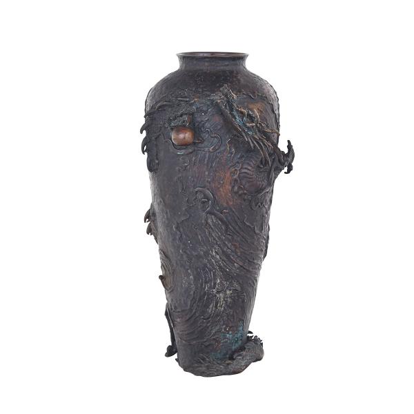 Appraisal: Bronze Dragon Vase Meiji Period Circa Cast in high relief