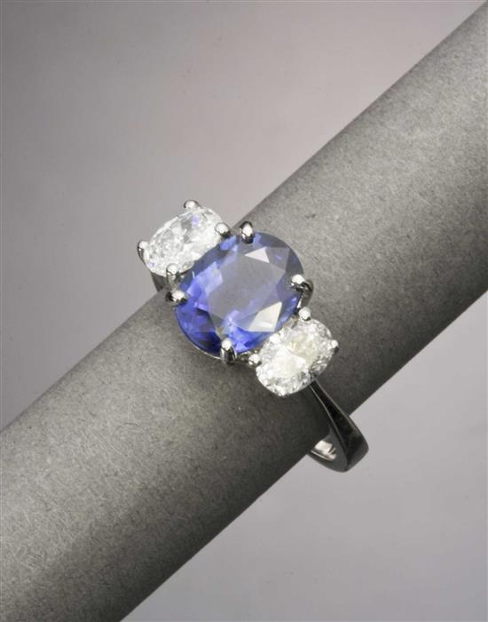 Appraisal: Lot Property of Various Owners -Karat White-Gold Blue Sapphire and