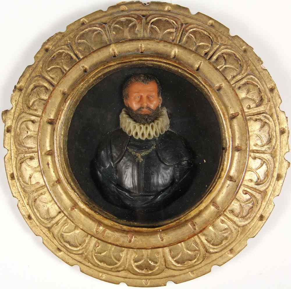 Appraisal: ELIZABETHAN WAX PORTRAIT - th c English Portrait of an