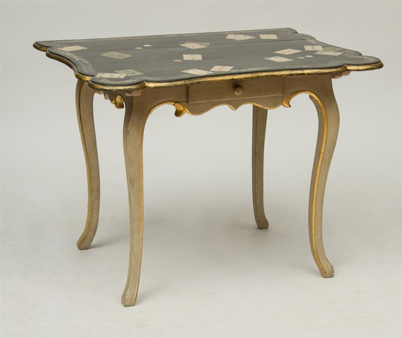 Appraisal: LOUIS XV STYLE PAINTED AND PARCEL-GILT CONSOLE TABLE The rectangular