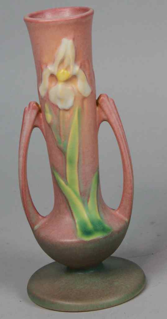 Appraisal: ROSEVILLE POTTERY IRIS BUD VASE pattern introduced in with elongated